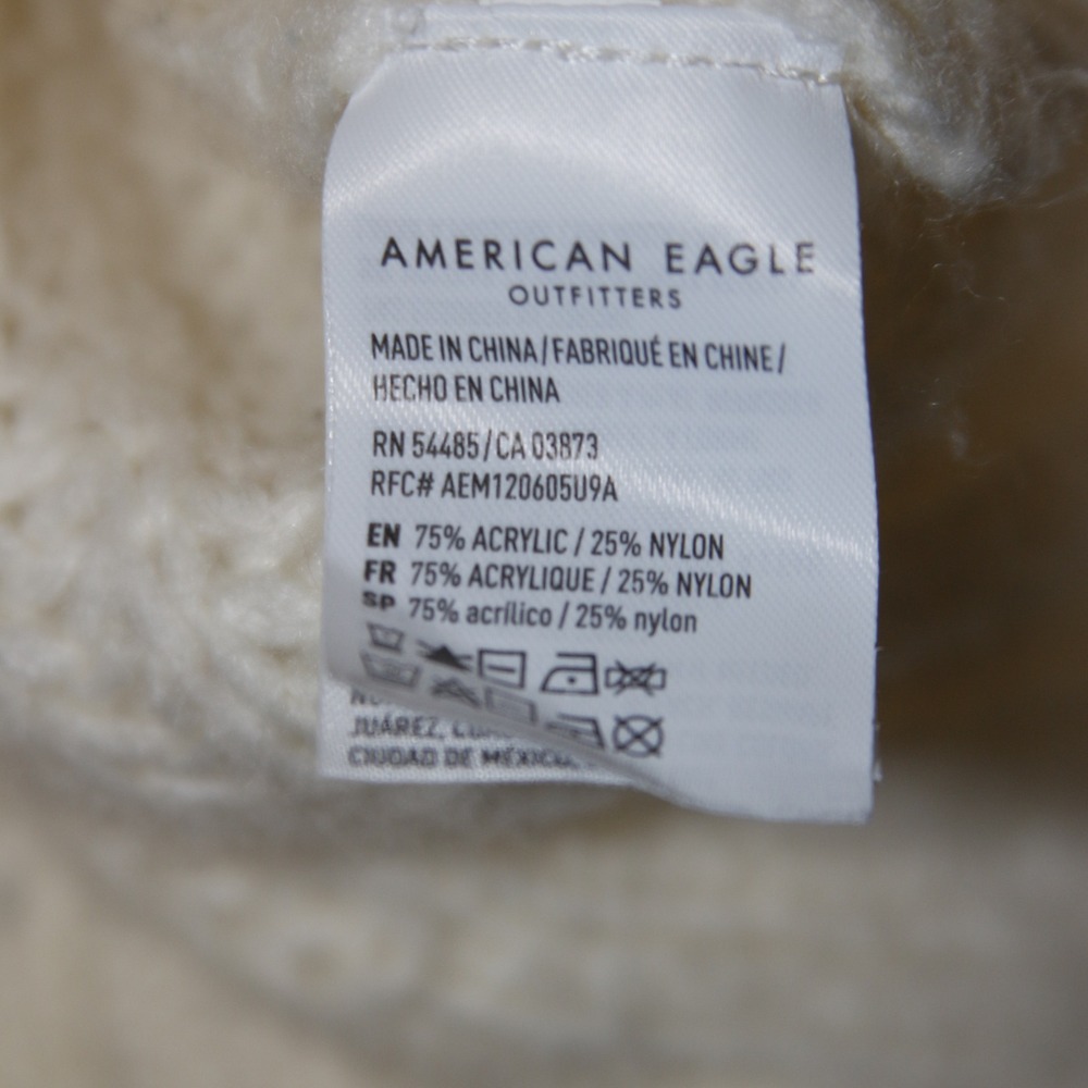 American‎ Eagle Sweater Womens S Cream Knit Pullover Cropped Crewneck Soft - Picture 4 of 4